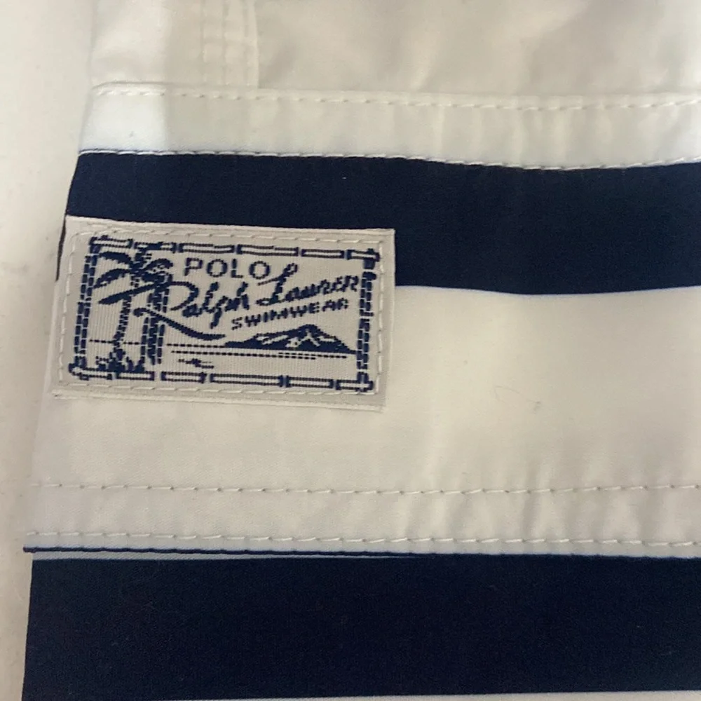 Polo Ralph Lauren Swim Trunks Mens Small Blue White Red Striped Board Shorts NWT - Picture 4 of 15